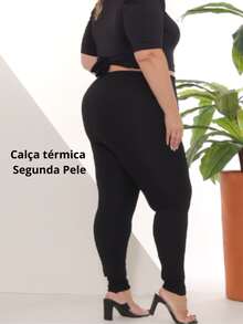 Plus Size Leggings - 黑色 - 查看 2