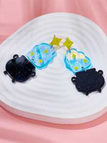 1對創意個性閃耀亮粉&激光亞克力吊墜&香炉配飾吊墜耳環 - 彩色 - 查看 2