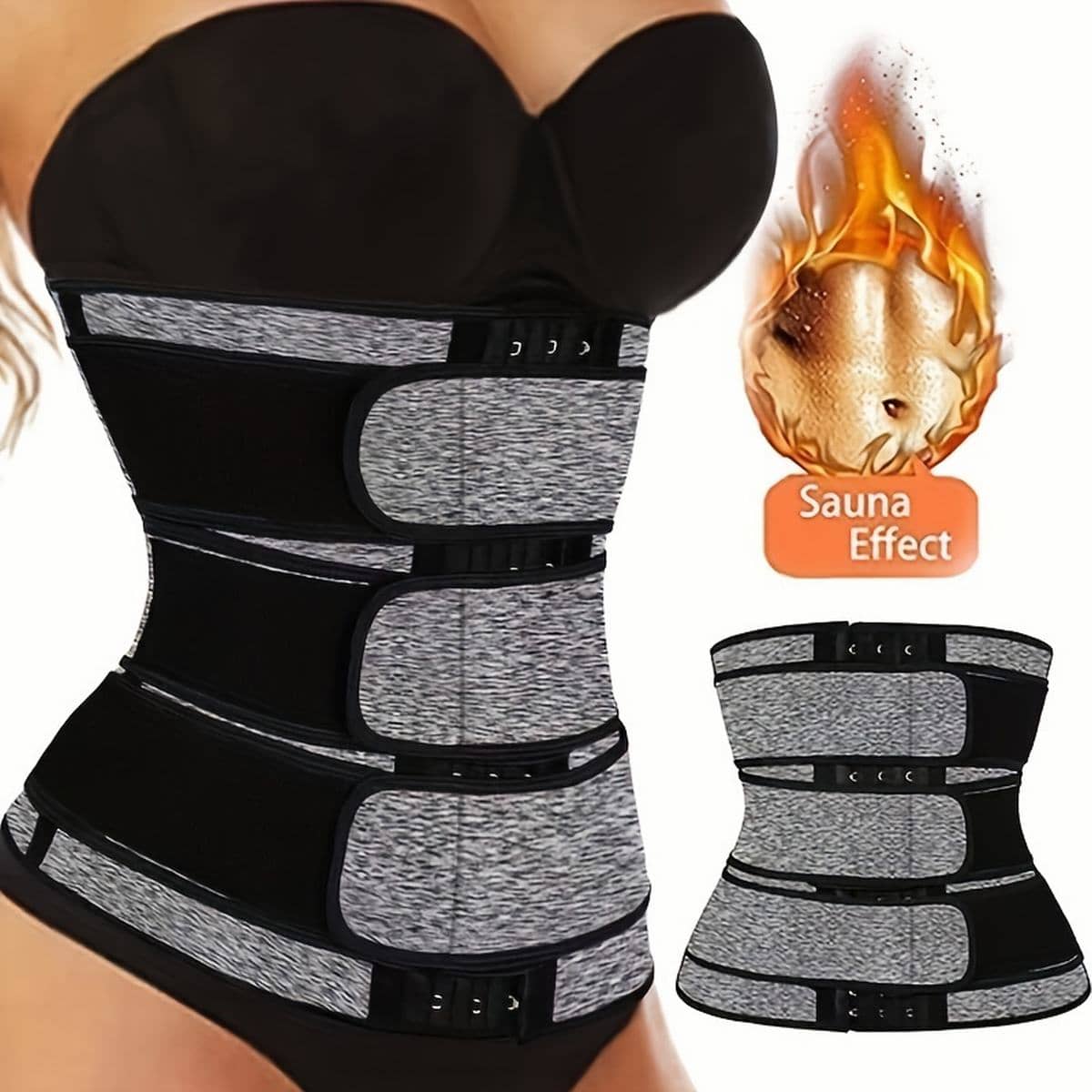 Faja entrenadora de cintura para mujeres talla grande para usar en el gimnasio, accesorios deportivos y al aire libre - Gris - Ver 1