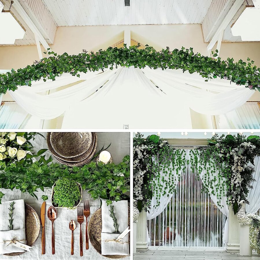 6pcs Green Artificial Vines For Room Decoration, Ivy Leaf Garland