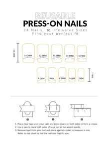 120入組女性女孩全蓋短方形假指甲，粉色自然膠式美甲套裝，含5片美甲膠貼紙，美甲工具 - 黑色 - 查看 4