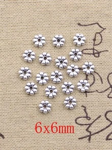 100 Stücke Antiksilberfarbene Blumenperlen Endkappen für die Schmuckherstellung, Handarbeiten, DIY Zubehör im Großhandel - Antiksilber - Übersicht 3