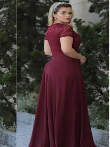 Women Dresses - 紅木色 - 查看 2