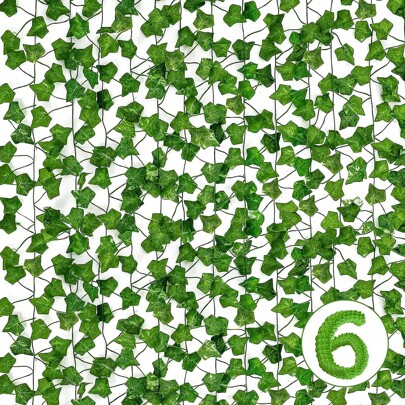 1/6 Stücke künstliche Ranken für Raumdekoration, künstliches Efeu grünes Laub hängende Pflanzenranken für Schlafzimmer Ästhetik, Hochzeit Party Garten Grün Dekoration, Innen- und Außenbereich Wanddekoration, Heimdekoration, Raumdekoration