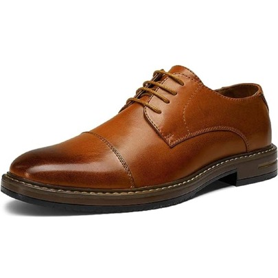 SHOESMALL Men's Dress Shoes Retro Plain Toe Business Casual Oxfords Dress Shoes For Men