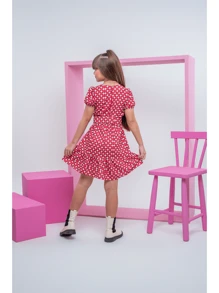 Young Girls Dresses - 紅白色 - 查看 3