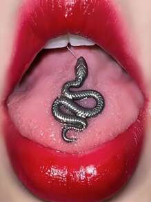 蛇舌頭杠鈴舌環,龐克穿孔首飾 - 單個蛇形舌釘 - 查看 2