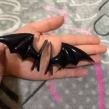 2入組孩子們的派對白色手掌骨頭髮飾,恐怖風格髮夾 - 黑色 - 查看 1