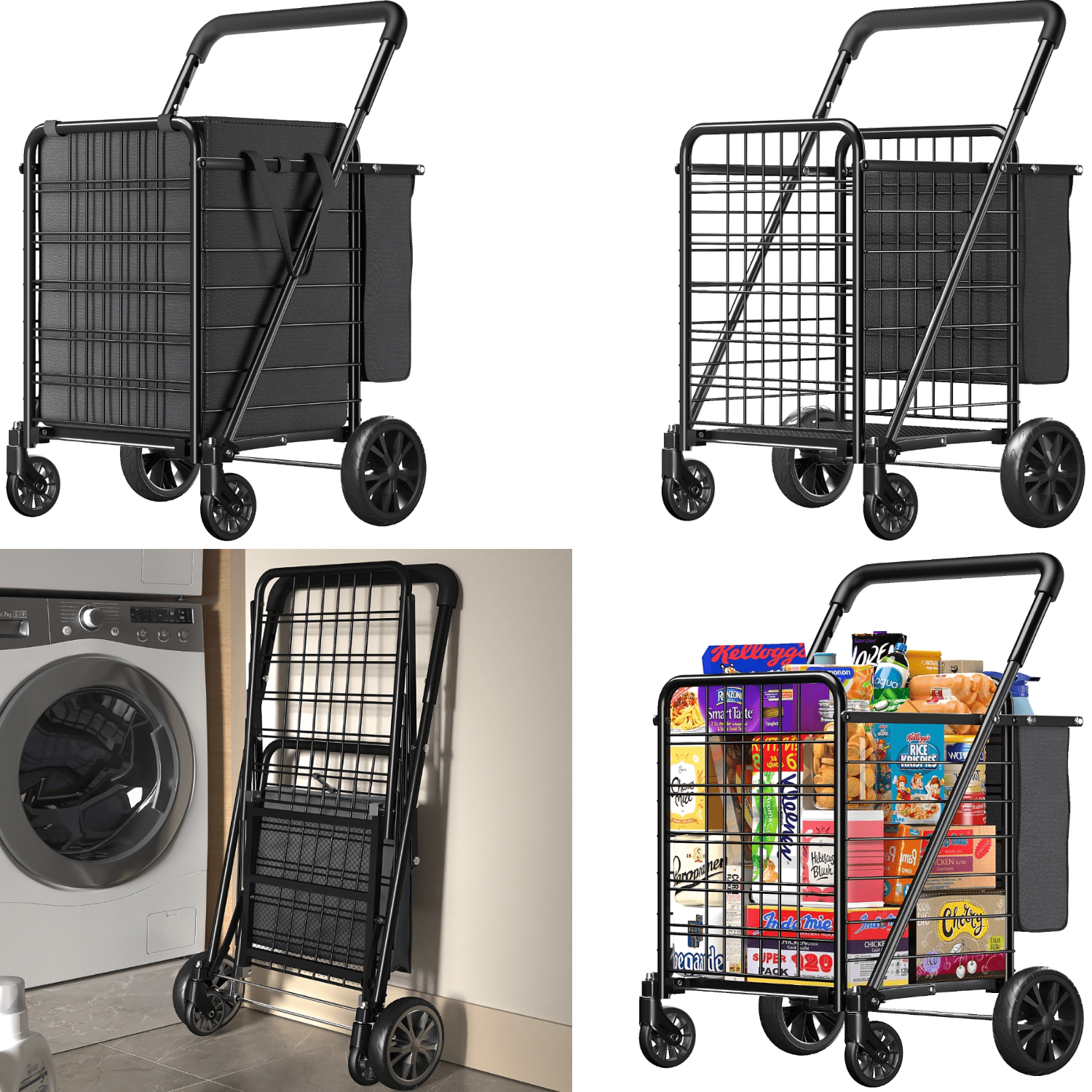 350lbs Capacity Shopping Cart Upgrade Huge Grocery Cart on Wheels,Heavy