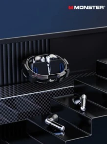 Monster Xkt10pro Enc降噪入耳式耳機,5.3通話、麥克風、呼吸燈、遊戲模式、低延遲、高保真音質、音樂、運動、無線 - 黑色 - 查看 2