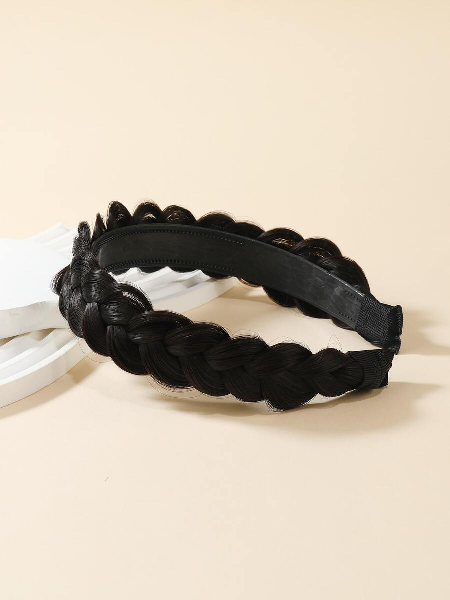 1 Miếng Của phụ nữ Cà phê Nâu Tóc giả Với Bện Đuôi cá & Thiết kế xoắn Dây buộc tóc Đối với Mặc hàng ngày - Cà phê - Xem 1