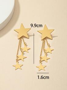 1 par Brincos Vintage com Borla em formato de Estrela e Coração em Tom Dourado da Moda para Mulheres, Presente Estiloso de Férias na Praia, Dia dos Namorados, Mãe, Dia das Mães - Dourado - Visão 4