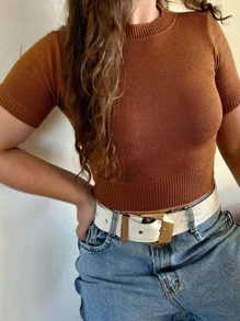 Women Knit Tops - 摩卡棕 - 查看 1