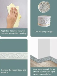 1件装3D立体自粘踢脚线 - 欧式风格，通用防水易安装家居装饰墙饰条，适用于房间翻新和DIY | 2026年情人节和新年装饰 | 复活节和圣诞节的完美节日家居装修礼物 - 白色 - 查看 10