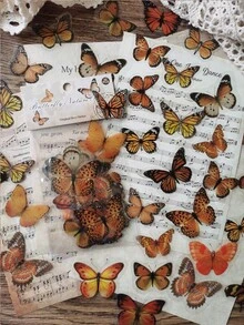 1 Pack Of 40pcs Vintage Butterfly Diy Decorative Stickers - Multicolor - View 1