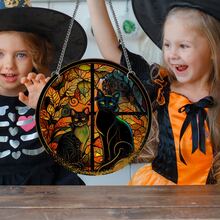 萬聖節暗黑凝視黑貓設計亞克力圓形吊墜帶鐵鍊,懸掛裝飾適合節日場合、商店櫥窗、門廊 - TYU107 - 查看 6