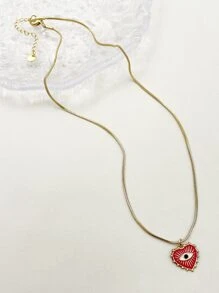 1 件复古不锈钢韩式清新心眼吊坠项链，适合女士、约会、节日、情人节、派对、朋友 - Mazuer 情人节、妈妈、母亲、母亲节、礼物 - 彩色 - 查看 4