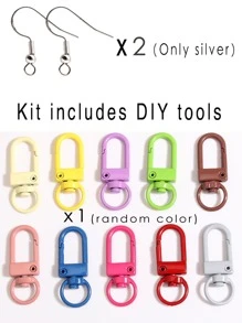 1pair Unique And Cool Street Style Double-sided Acrylic Diy Earrings And Keychains With Dinosaur, Pumpkin, And Other Halloween Patterns, Gift Set Including Ear Hooks And Key Rings - one-size - View 9