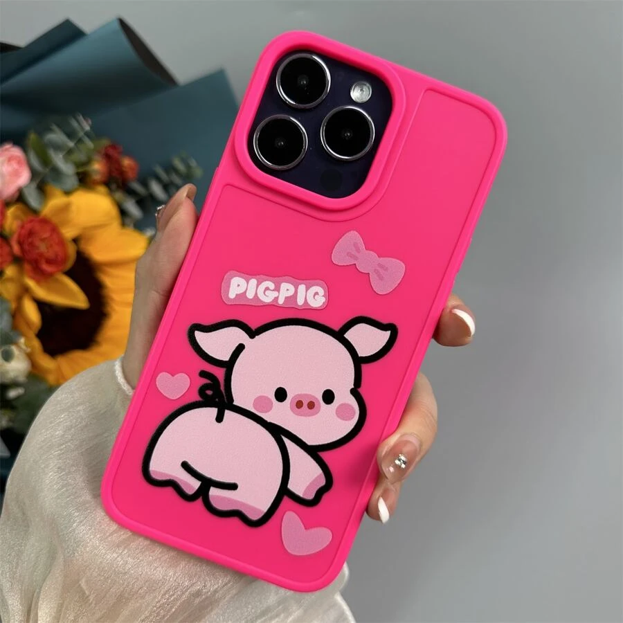 Funda para móvil con dibujos animados cerdo - Multicolor - Ver 1