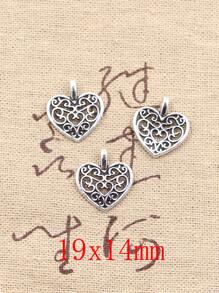 50 件吊墜可愛空心古董青銅銀色吊墜製作 Diy 手工尋找珠寶 - 復古銀色 - 查看 3