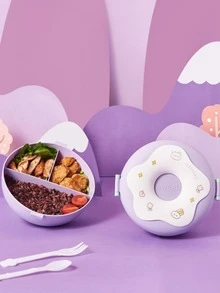 Tupper Lonchera para Niños en Forma de Dona Incluye Cubiertos - Morado - Ver 2