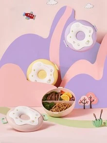 Tupper Lonchera para Niños en Forma de Dona Incluye Cubiertos - Morado - Ver 4