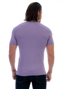 Playera Cuello V Para Hombre Manga Corta Básica - Lila Púrpura - Ver 2