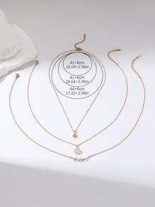 Hihho 3 Pcs/set Women's Fashionable Casual Tree Branch Shaped Water Drop Inlaid Necklace Set, Party Gift - Yellow Gold - View 6