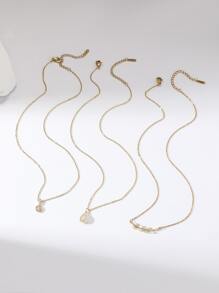 Hihho 3 Pcs/set Women's Fashionable Casual Tree Branch Shaped Water Drop Inlaid Necklace Set, Party Gift - Yellow Gold - View 4