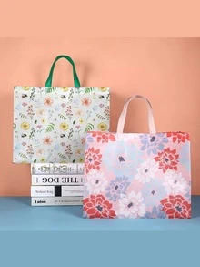 6 Piezas Bolsas De Regalo Impresas De Tela No Tejida, Serie De Totes Simples Y Elegantes Para Regalos De Cumpleaños, Compras Y Fiestas Festivas - Negro - Ver 4