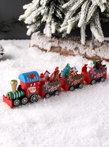 1 件木制彩色彩绘饼干圣诞夜礼物 4 节迷你火车装饰（手工 DIY 工艺品，轻微色差、零件错位和溢胶均属正常现象） - 彩色 - 查看 2