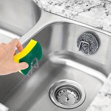 Sponge Holder For Kitchen, Stainless Steel, Bedroom Organizer, Sink Wire Sponge & Dish Cloth Soap Holder, No-Drill Wall-Mount - Silver - View 5