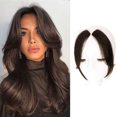 2 件/套 自然无缝刘海 侧刘海 夹式额头接发 适合女士和女孩 10 英寸