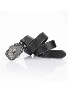 1pc Men's Western Cowboy Style Belt Boho Halloween - Black - View 2