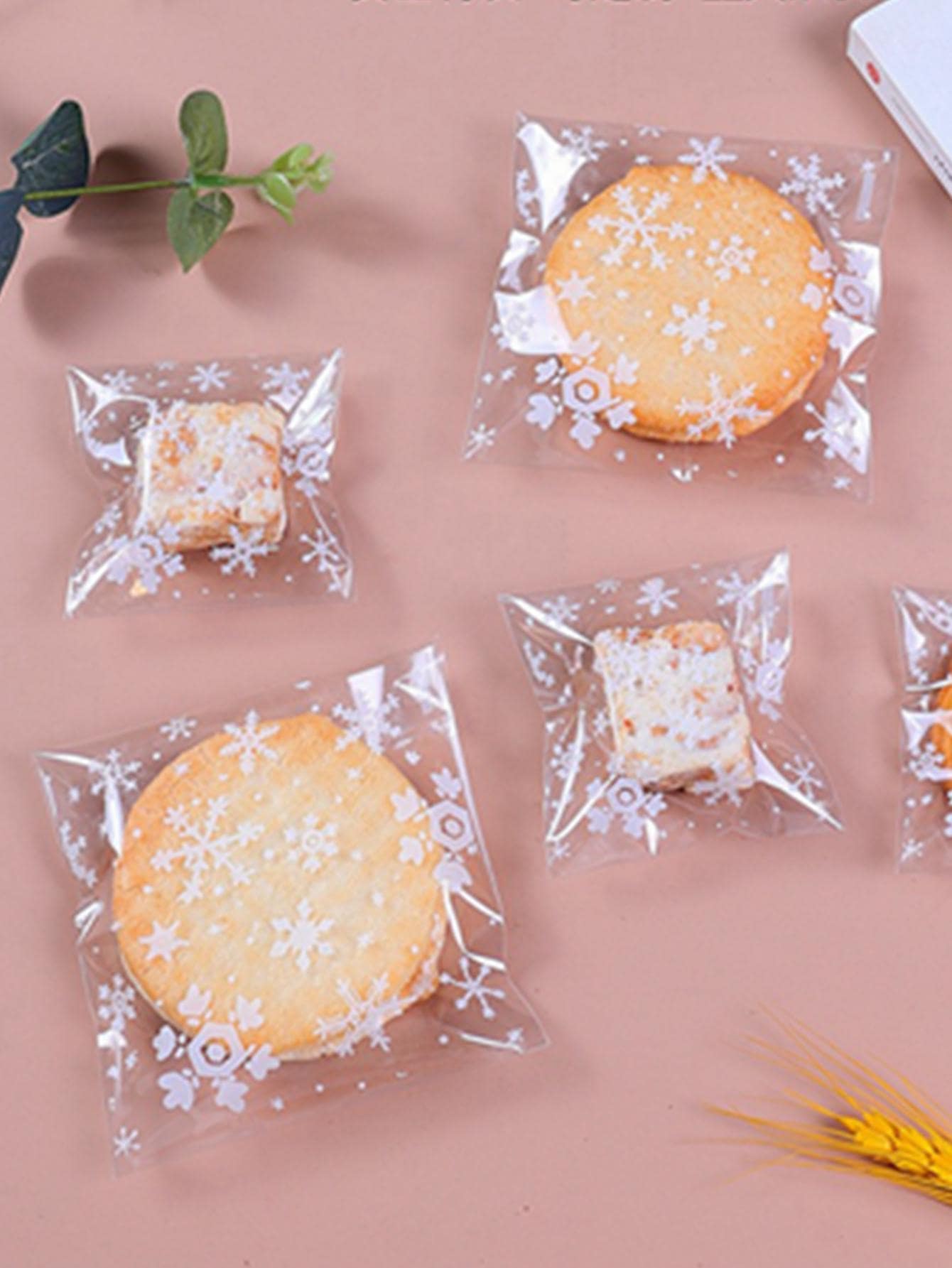 MELLIEX 100 Pezzi Sacchetti Biscotti Di Natale Fiocco Di Neve Trattare Sacchetti