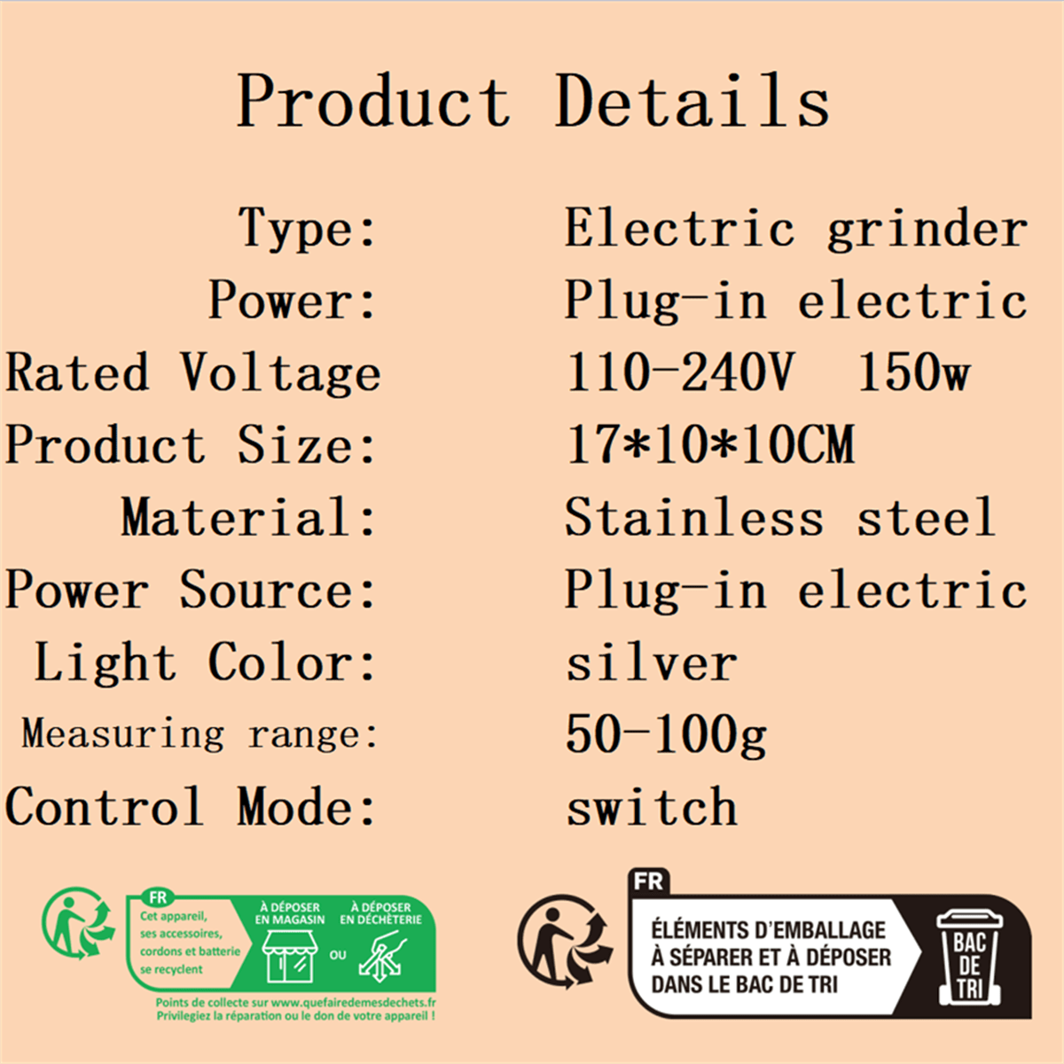 Electric Coffee Bean & Herb Grinder Powerful Food Processor For