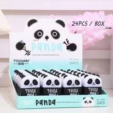 1入組二合一可愛貓熊卷筆刀-手持卷筆刀帶橡皮適用於兒童-完美禮品