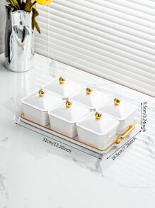 1 Set Of Festive Square Fruit Tray With Cover And Acrylic Tray For Home Use - White - View 2