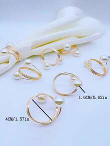 24 cái/bộ Nhân tạo Trân châu Nhẫn Khăn Ăn , Thanh lịch Màu bạc Màu sắc Khăn giấy ăn , Thích hợp Đối với Đám cưới , Sinh nhật , Các bữa tiệc , Và Nhà  Bàn Đồ trang trí - Bạc - Xem 2