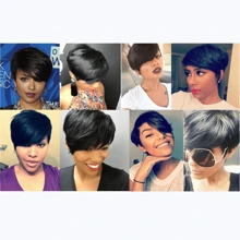 Krótki Czarny Peruka syntetyczna Dla kobiet , Strona Grzywka Cięcie Pixie Fryzura