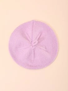 1 件嬰幼兒可愛純色花朵裝飾針織貝雷帽春/秋/冬 - 淡紫色 - 查看 2