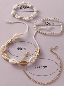 4pcs Phong cách Bohemian Kết cườm & lột vỏ Nhiều lớp vòng chân - Nhiều màu - Xem 4