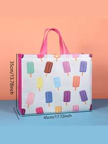 6 Piezas Bolsas De Regalo Impresas De Tela No Tejida, Serie De Totes Simples Y Elegantes Para Regalos De Cumpleaños, Compras Y Fiestas Festivas - Negro - Ver 2