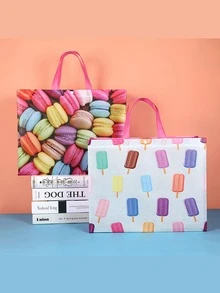 6 Piezas Bolsas De Regalo Impresas De Tela No Tejida, Serie De Totes Simples Y Elegantes Para Regalos De Cumpleaños, Compras Y Fiestas Festivas - Negro - Ver 5