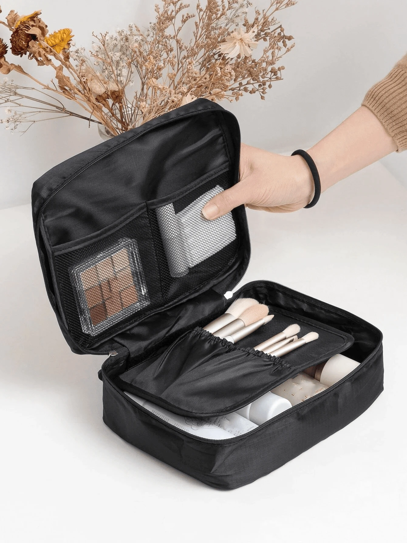 1個旅行收納袋布製化妝袋,便攜式化妝包和化妝品袋,大容量防水套裝