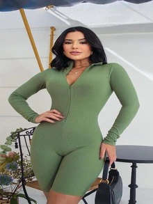 Macaquinho Curto Manga Longa Feminino