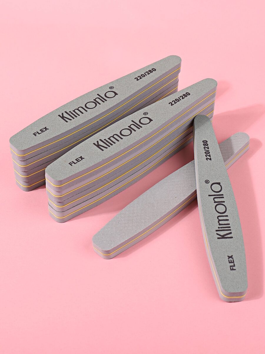 klimonla 10Pcs/Set Sponge Nail Buffer 220/280 Grit Nail Buffer Block Double Sided Nail File Buffer For Shaping And Smoothing Nail Surface, Sanding Block And Diamond Shaped Nail File Included - Grey - View 1