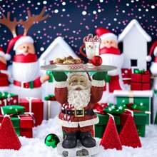 1 Pieza Soporte De Doble Capa Para Plato De Frutas Y Aperitivos Navideños, Con Forma De Árbol De Navidad, Decoración De Bandeja De Servir Para Bocadillos - Rojo - Ver 2