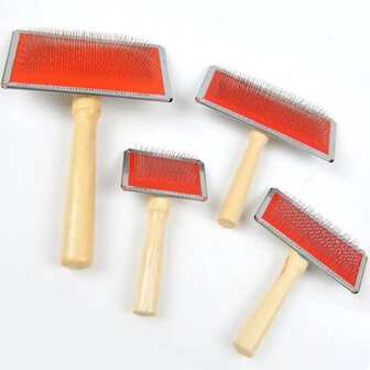 1pc Stainless Steel Needle Wooden Handle Pet Hair Removal Brush, Cat & Dog Detangling Comb, Pet Cleaning & Massage Comb