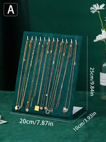 1pc Green L-shaped Display Stand With 24 Hooks For Jewelry, Necklace, Bracelet, Ankle And Accessories Storage Organizer, Large Capacity, Scratch-resistant Design - Green - View 4